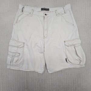 Vintage Levi's SilverTab Cargo Shorts Mens 38x11 Beige Cotton Canvas Relaxed Fit
